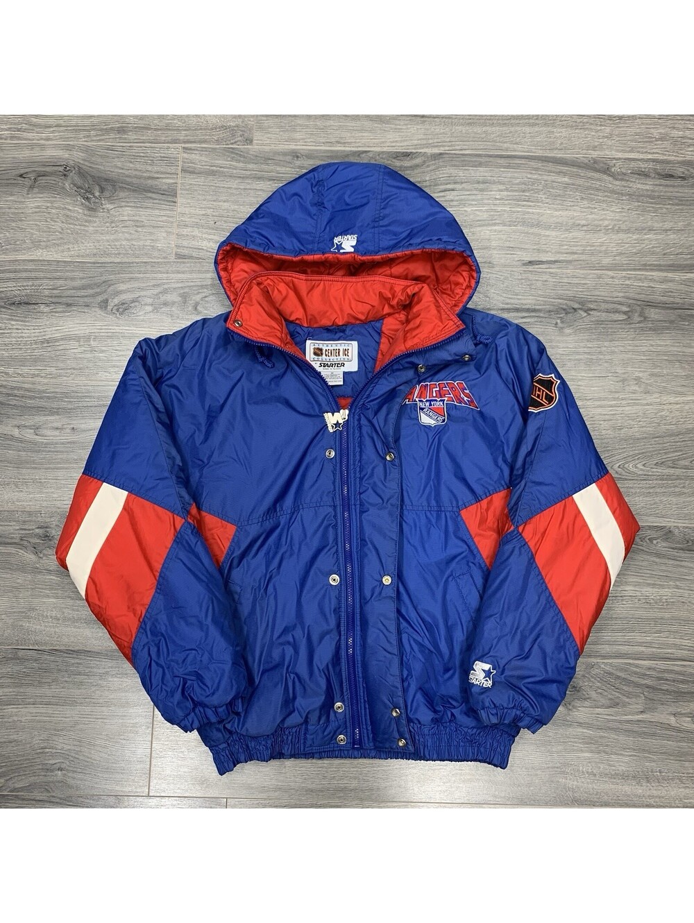 Vintage Starter New York Rangers Jacket Medium Rare Men’s Blue Center Ice Zip Up